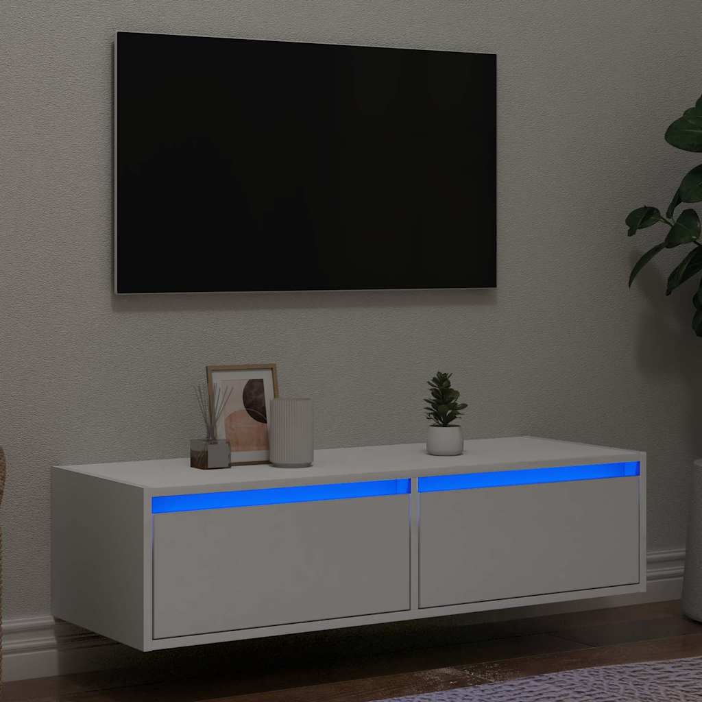 Tv-meubel met LED-verlichting 100X35,5x25 cm wit is nu te koop bij PeponiXL, paradijselijk wonen!