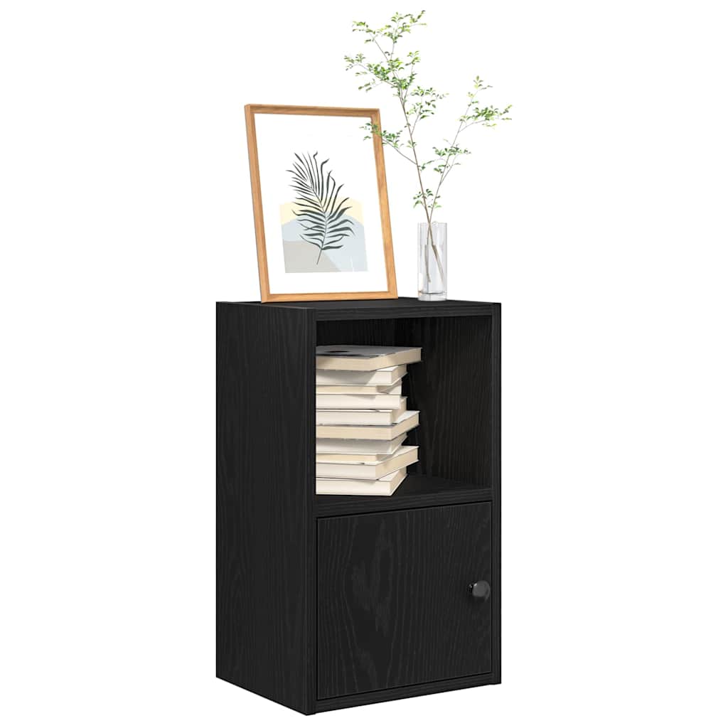 Boekenkast 31x24x52 cm bewerkt hout zwart eikenkleurig is nu te koop bij PeponiXL, paradijselijk wonen!
