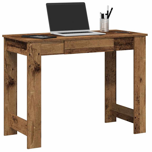 Bureau 100x45x75 cm bewerkt hout oud houtkleurig is nu te koop bij PeponiXL, paradijselijk wonen!