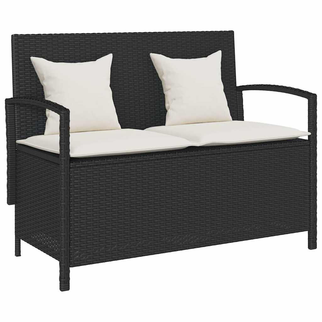 Tuinbank met kussen poly rattan zwart is nu te koop bij PeponiXL, paradijselijk wonen!