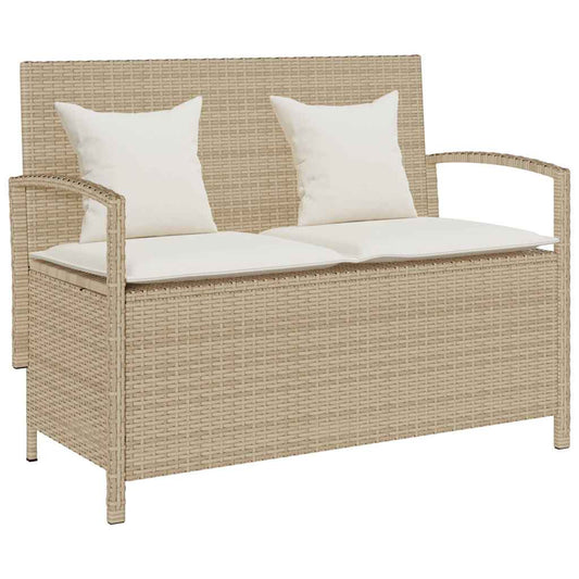Tuinbank met kussen poly rattan beige is nu te koop bij PeponiXL, paradijselijk wonen!
