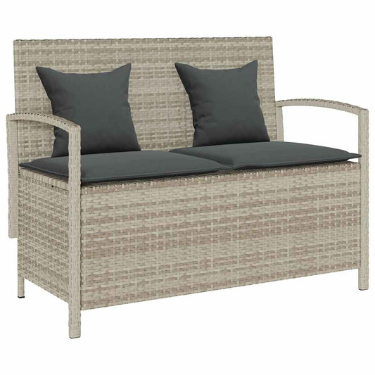 Tuinbank met kussen poly rattan lichtgrijs is nu te koop bij PeponiXL, paradijselijk wonen!