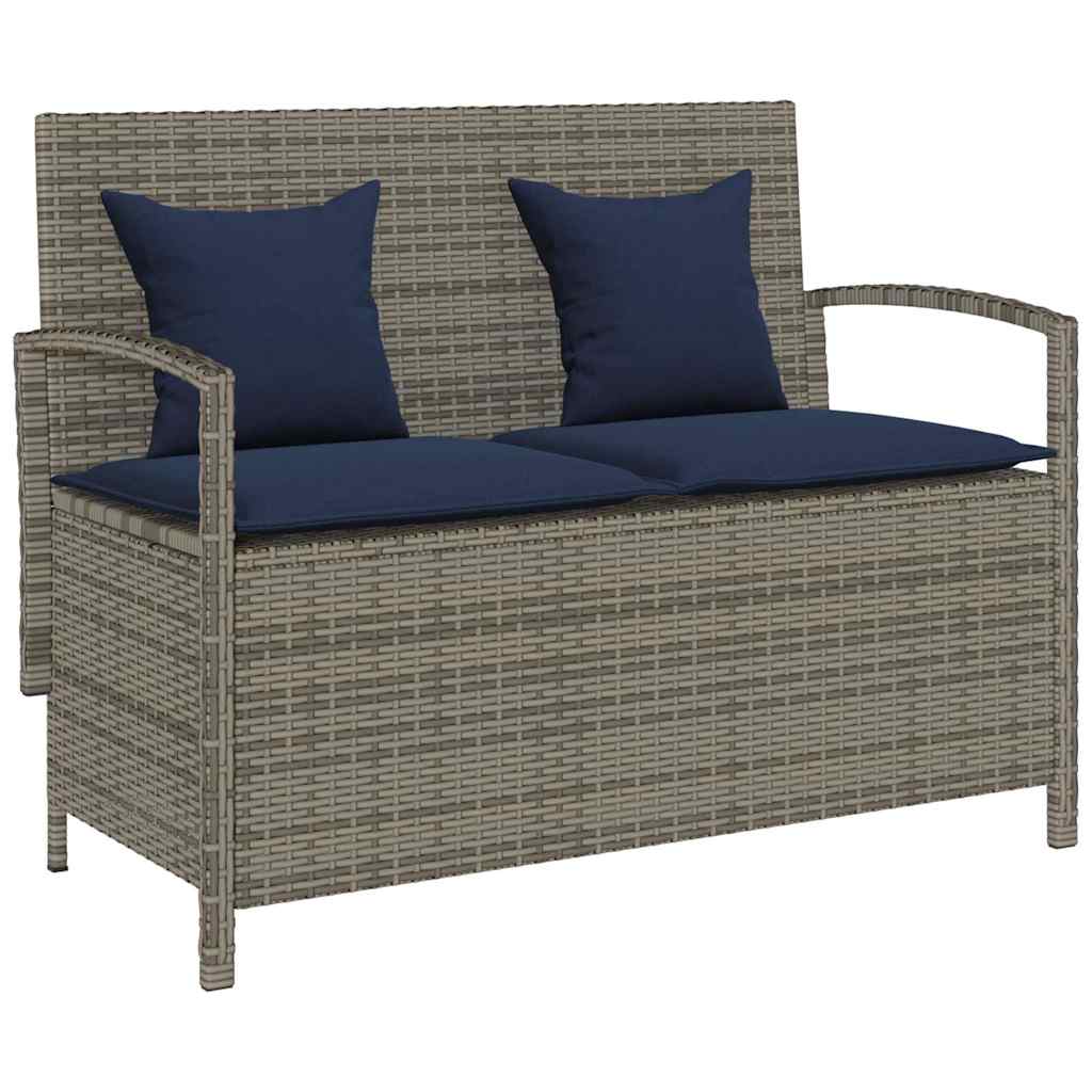 Tuinbank met kussen poly rattan grijs is nu te koop bij PeponiXL, paradijselijk wonen!