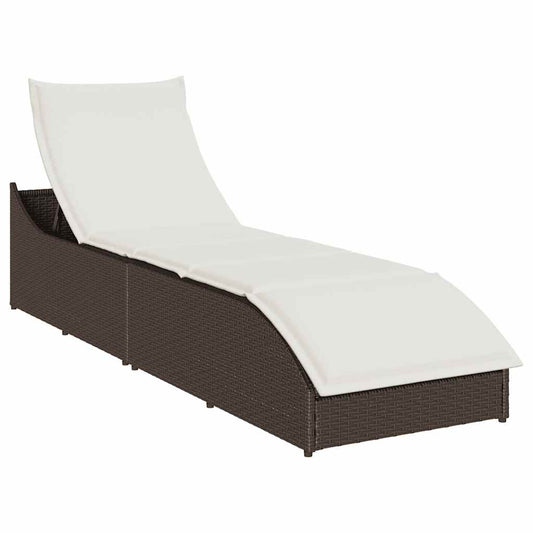 Ligstoel inklapbaar met kussen opbergruimte poly rattan bruin is nu te koop bij PeponiXL, paradijselijk wonen!