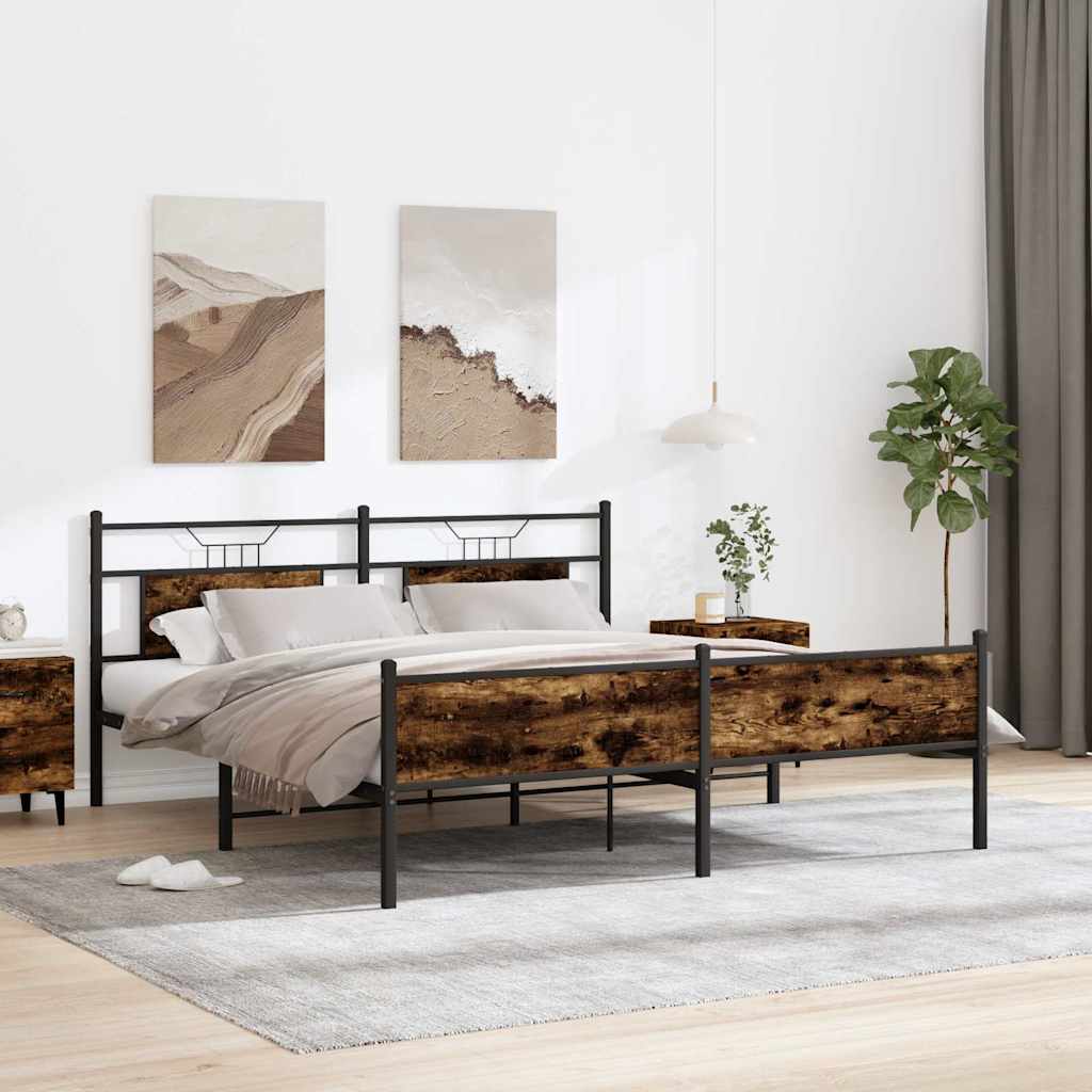 Bedframe zonder matras metaal gerookt eikenkleurig 183x213 cm is nu te koop bij PeponiXL, paradijselijk wonen!