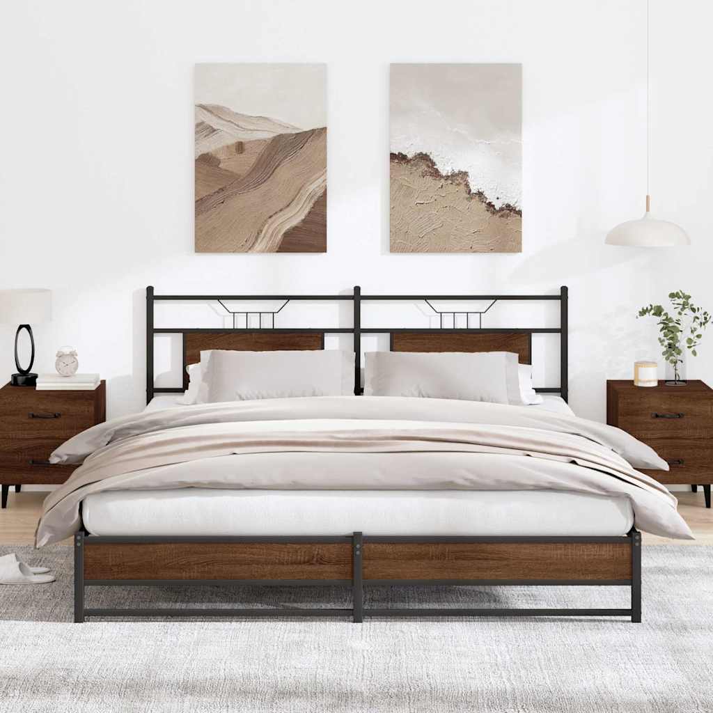 Bedframe zonder matras metaal bruin eikenkleur 183x213 cm is nu te koop bij PeponiXL, paradijselijk wonen!