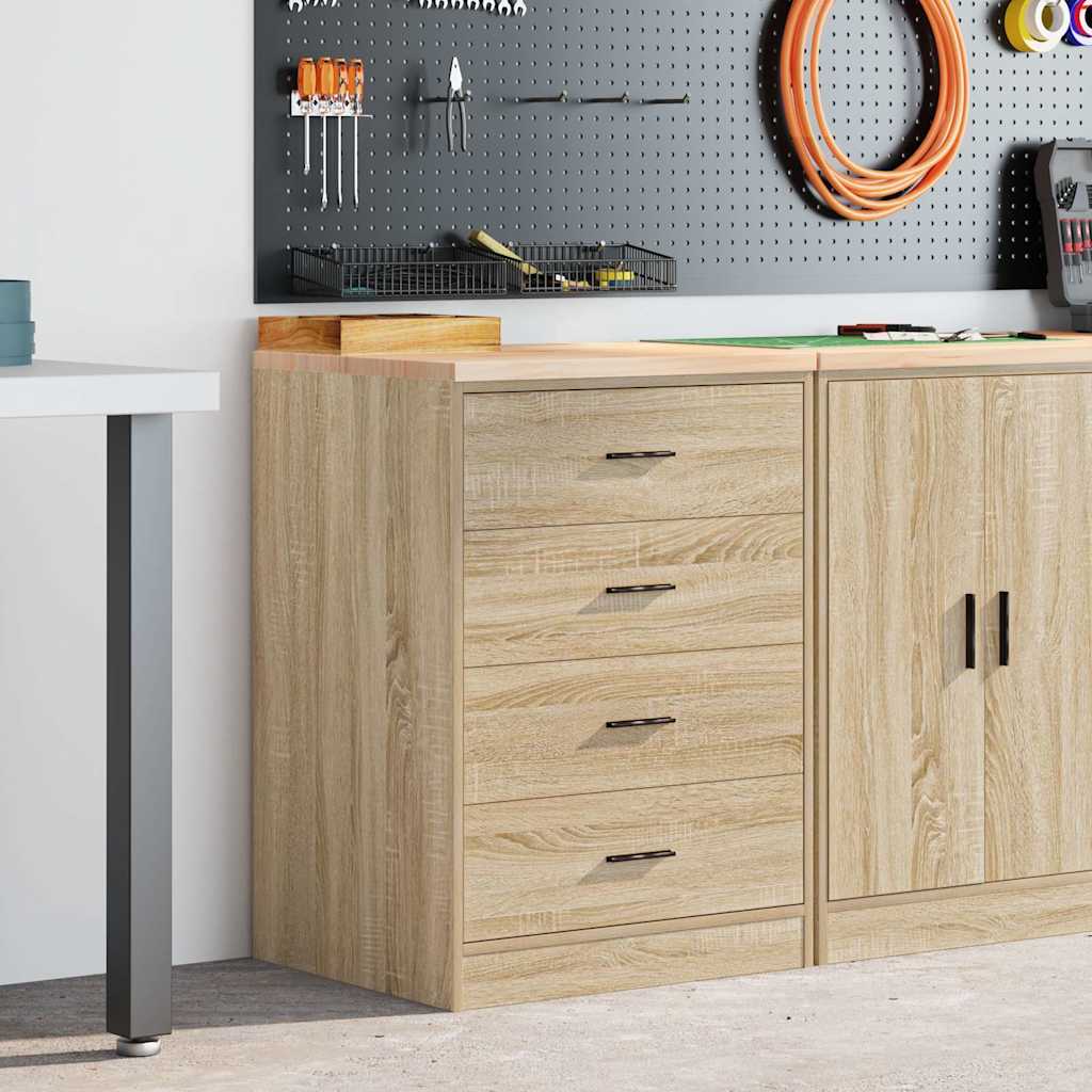 Garagekast 60x51x85 cm massief grenenhout sonoma eikenkleurig is nu te koop bij PeponiXL, paradijselijk wonen!