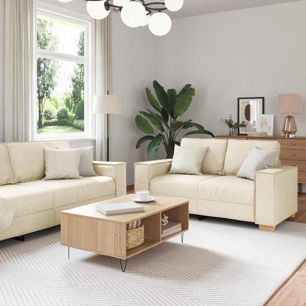 Bankstel 3 st Beige Linnen-mix stof is nu te koop bij PeponiXL, paradijselijk wonen!