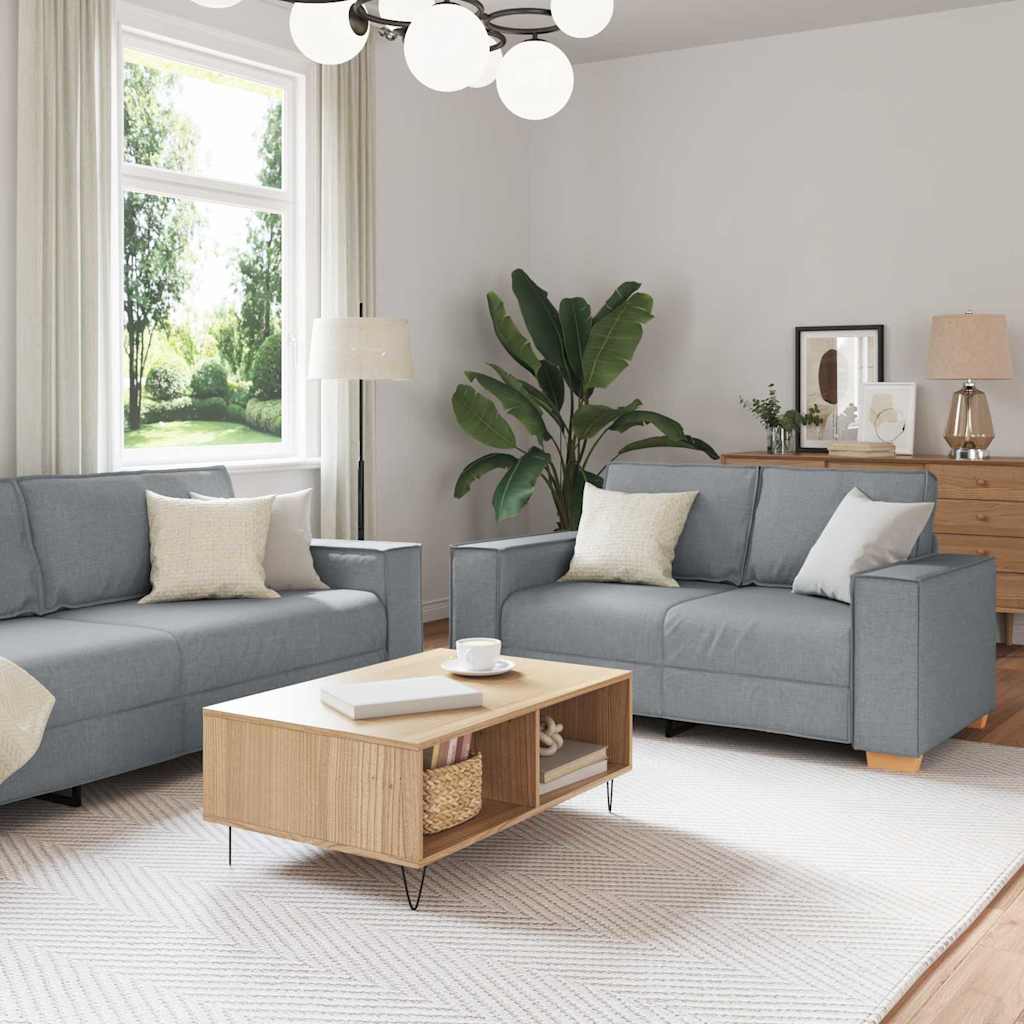 Bank 3 pcs Lichtgrijs 220 x 80 x 84 cm Linnen-mix stof is nu te koop bij PeponiXL, paradijselijk wonen!