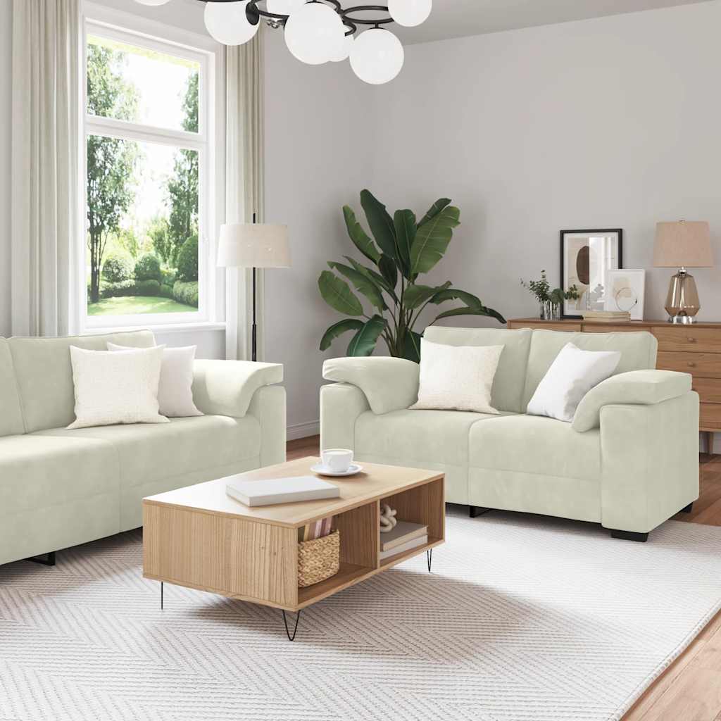 3-delige Loungeset met kussens fluweel crèmekleurig is nu te koop bij PeponiXL, paradijselijk wonen!