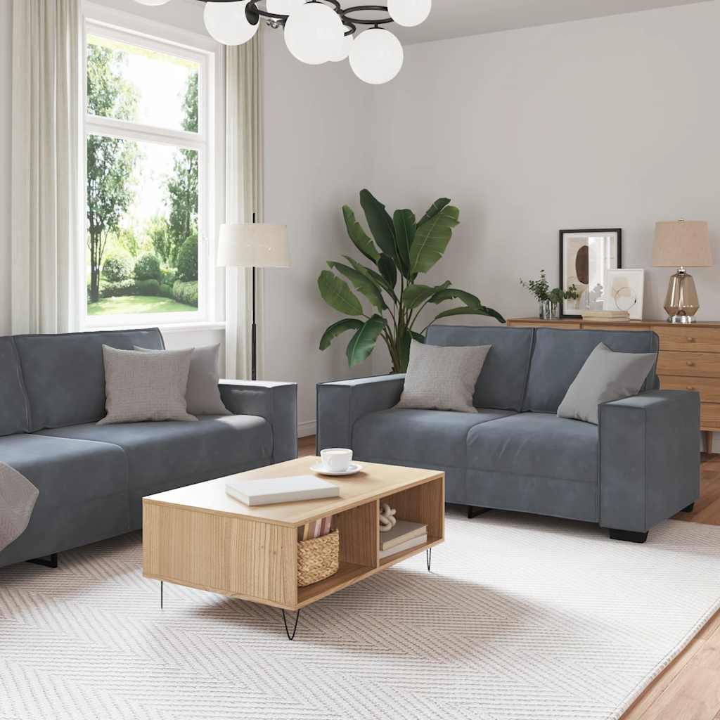 2-delige Loungeset met kussens fluweel donkergrijs is nu te koop bij PeponiXL, paradijselijk wonen!