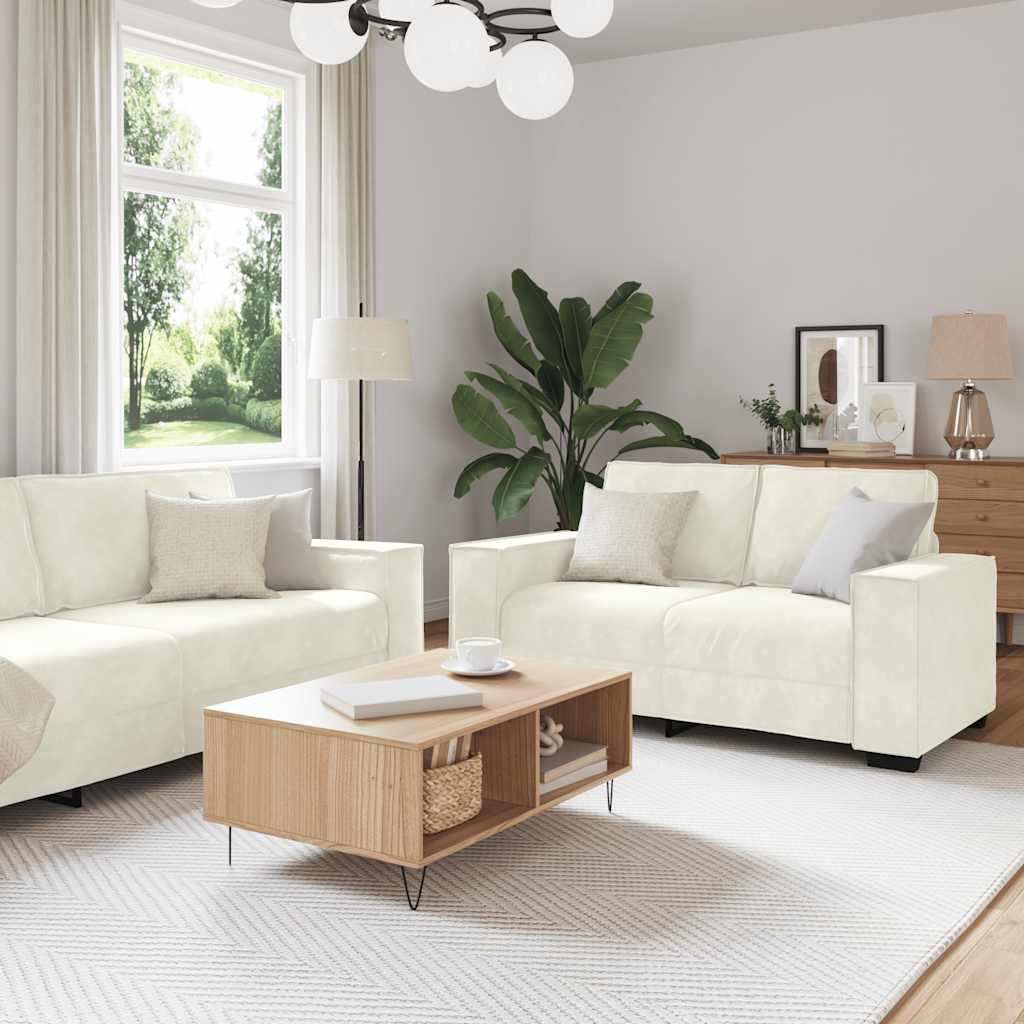 2-delige Loungeset met kussens fluweel crèmekleurig is nu te koop bij PeponiXL, paradijselijk wonen!