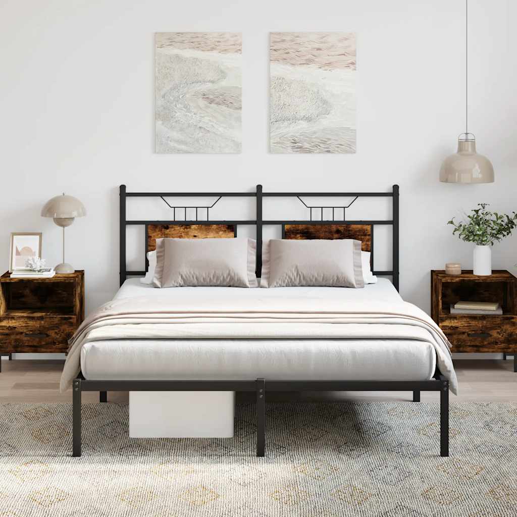 Bedframe zonder matras hout gerookt eikenkleurig 140x190 cm is nu te koop bij PeponiXL, paradijselijk wonen!