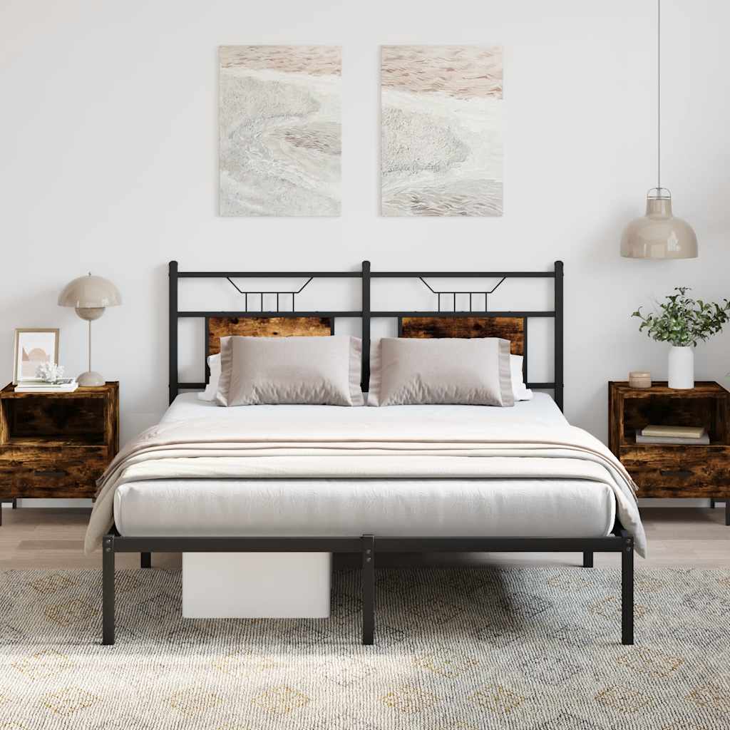 Bedframe zonder matras hout gerookt eikenkleurig 140x200 cm is nu te koop bij PeponiXL, paradijselijk wonen!