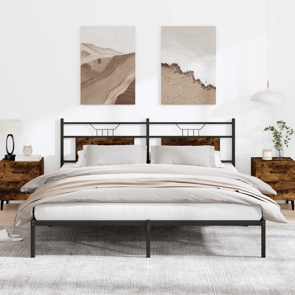 Bedframe zonder matras 183x213 cm spaanplaat gerookt eiken is nu te koop bij PeponiXL, paradijselijk wonen!