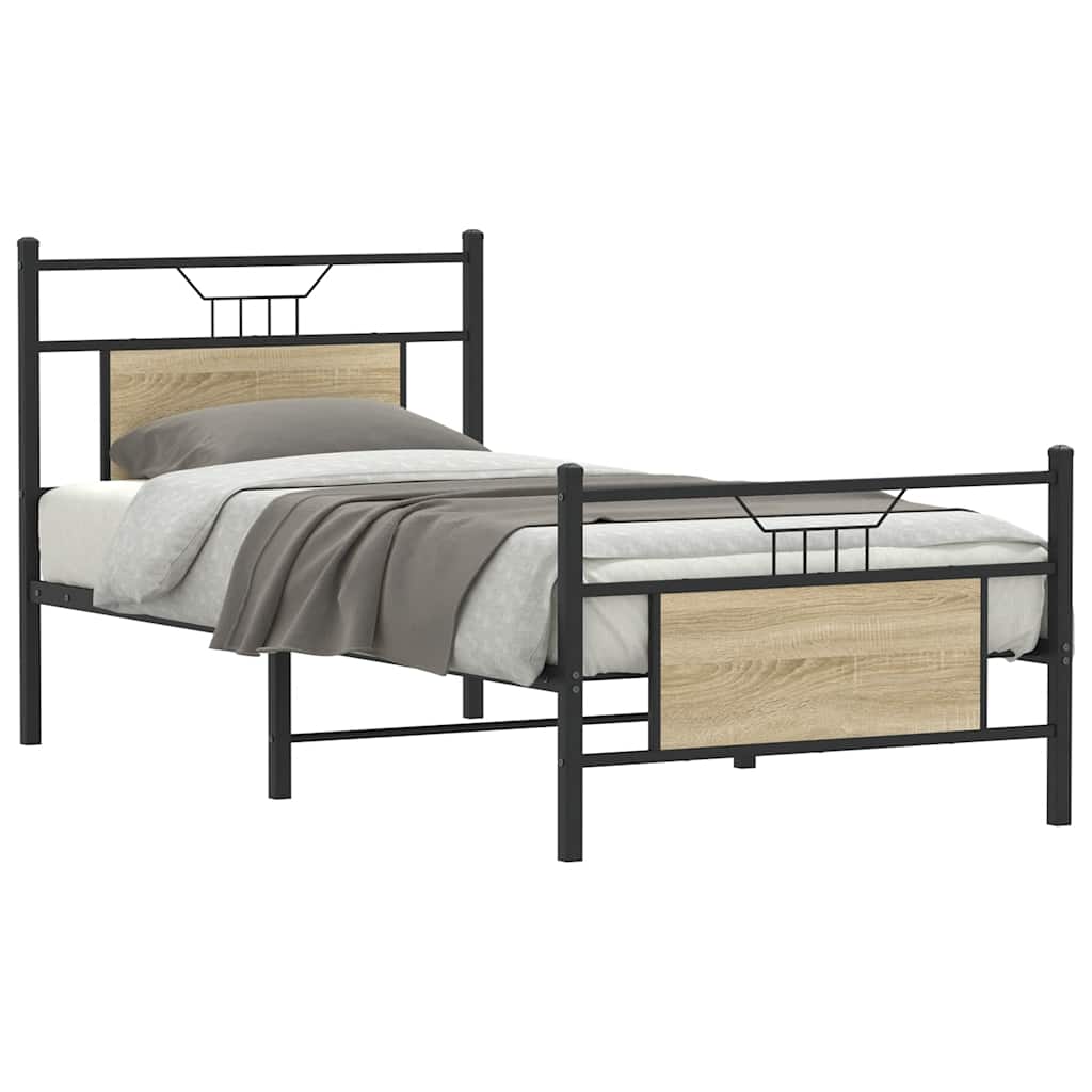 Bedframe zonder matras hout sonoma eikenkleurig 90x200 cm is nu te koop bij PeponiXL, paradijselijk wonen!