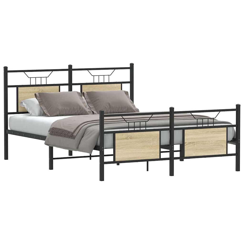 Bedframe zonder matras hout sonoma eikenkleurig 140x200 cm is nu te koop bij PeponiXL, paradijselijk wonen!