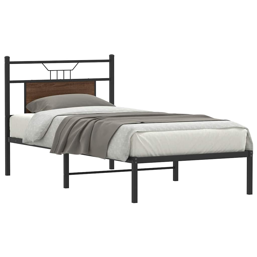 Bedframe zonder matras bewerkt hout bruin eikenkleur 80x200 cm is nu te koop bij PeponiXL, paradijselijk wonen!