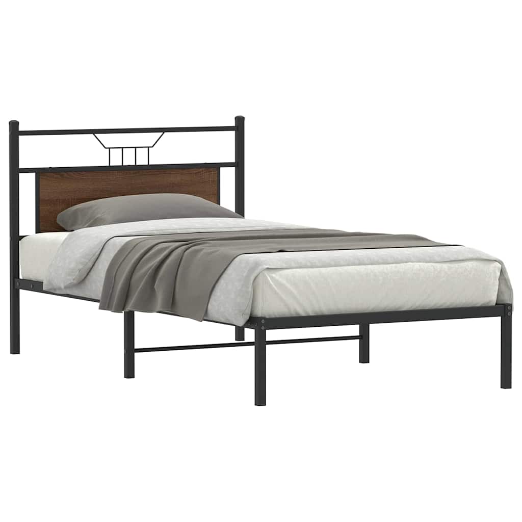 Bedframe zonder matras bewerkt hout bruin eikenkleur 100x190 cm is nu te koop bij PeponiXL, paradijselijk wonen!