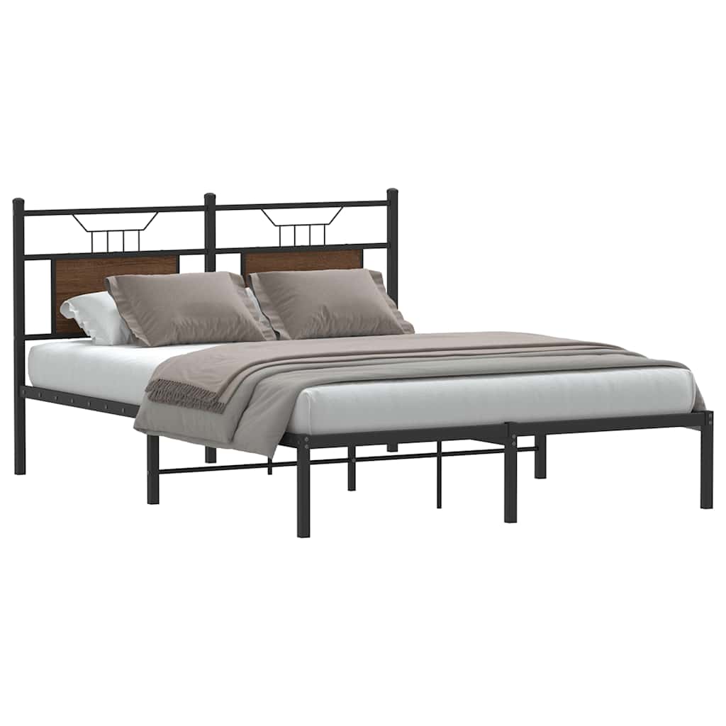 Bedframe zonder matras bewerkt hout bruin eikenkleur 140x200 cm is nu te koop bij PeponiXL, paradijselijk wonen!