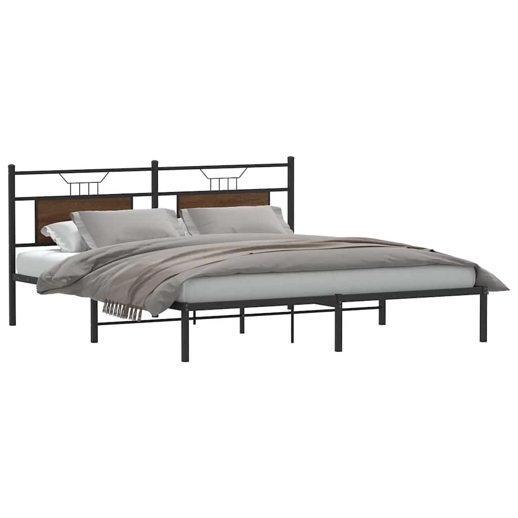 Bedframe zonder matras bewerkt hout bruin eikenkleur 183x203 cm is nu te koop bij PeponiXL, paradijselijk wonen!