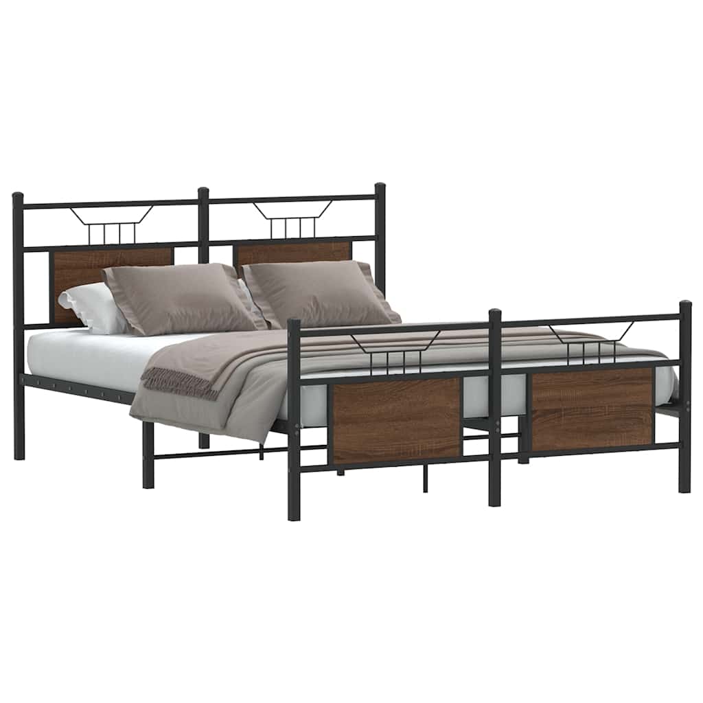 Bedframe zonder matras bewerkt hout bruin eikenkleur 140x200 cm is nu te koop bij PeponiXL, paradijselijk wonen!