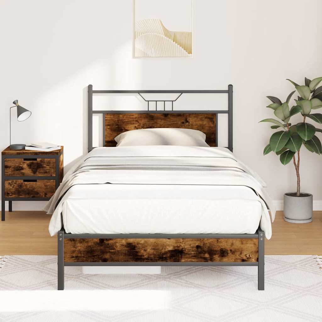 Bedframe zonder matras 107x203 cm spaanplaat gerookt is nu te koop bij PeponiXL, paradijselijk wonen!
