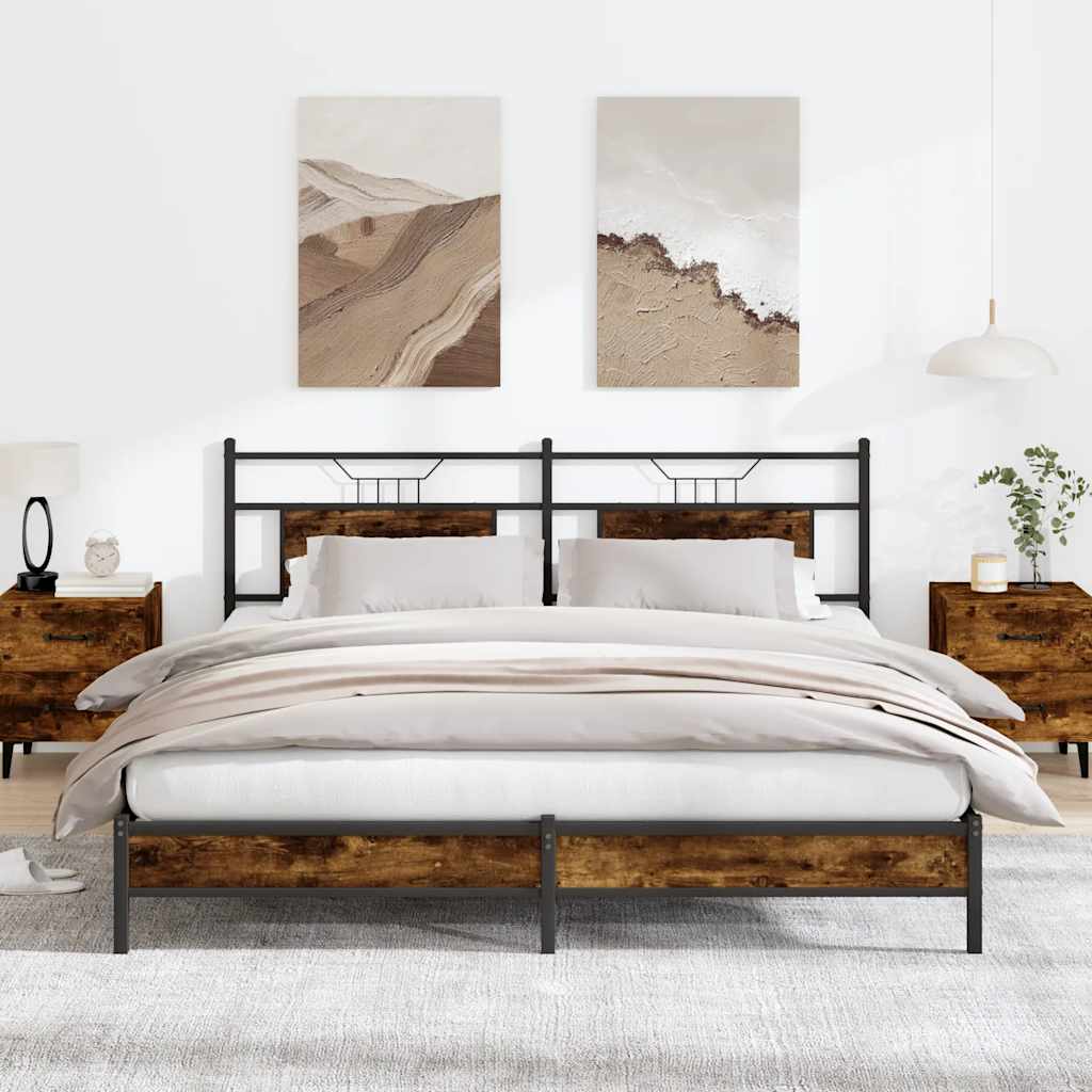 Bedframe zonder matras 183x203 cm spaanplaat gerookt eiken is nu te koop bij PeponiXL, paradijselijk wonen!
