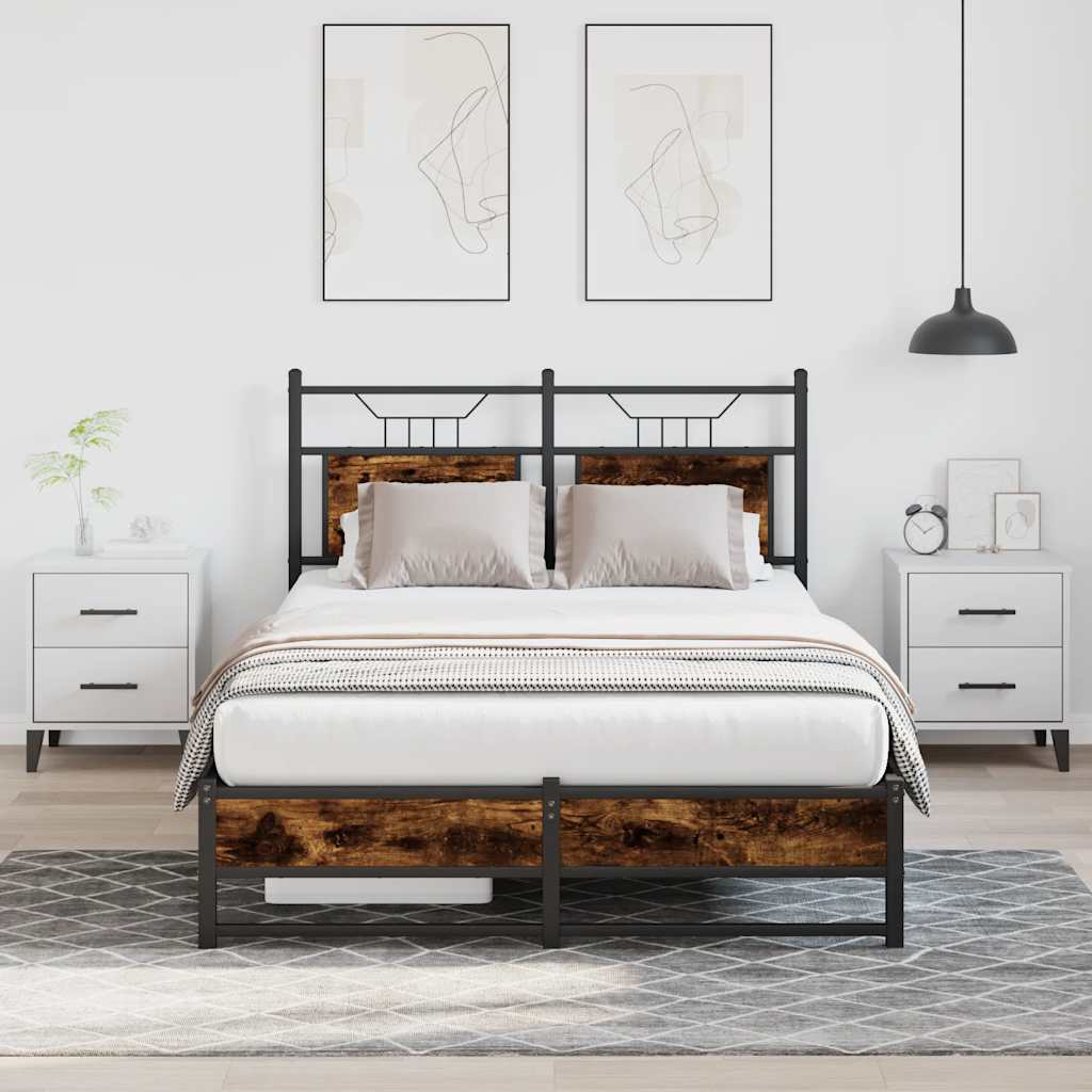 Bedframe zonder matras hout gerookt eikenkleurig 120x190 cm is nu te koop bij PeponiXL, paradijselijk wonen!