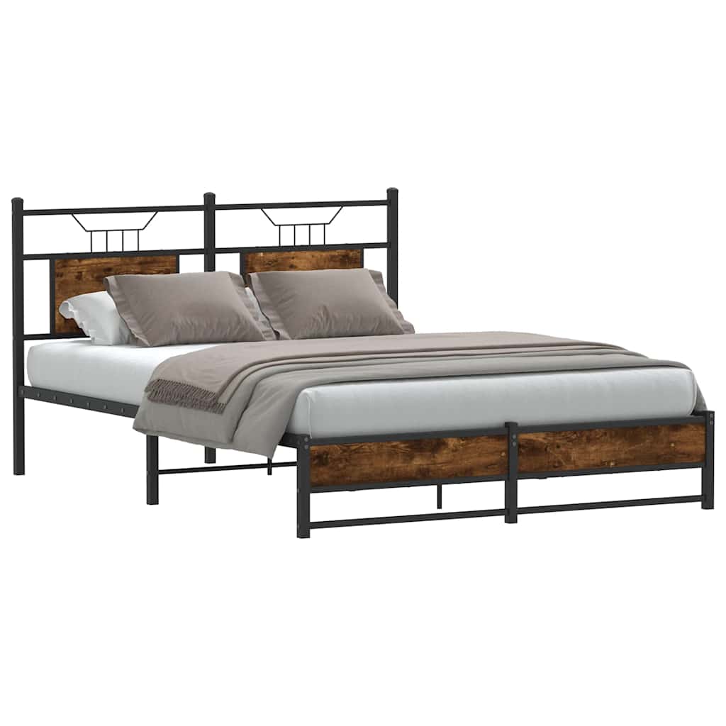 Bedframe zonder matras hout gerookt eikenkleurig 150x200 cm is nu te koop bij PeponiXL, paradijselijk wonen!