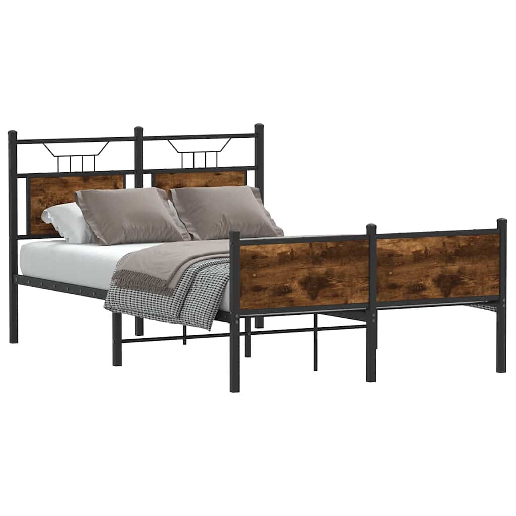 Bedframe zonder matras hout gerookt eikenkleurig 120x190 cm is nu te koop bij PeponiXL, paradijselijk wonen!