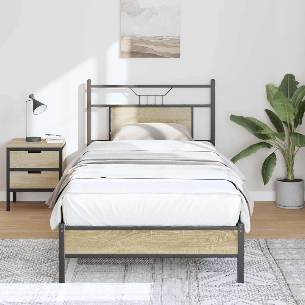 Bedframe zonder matras hout sonoma eikenkleurig 75x190 cm is nu te koop bij PeponiXL, paradijselijk wonen!