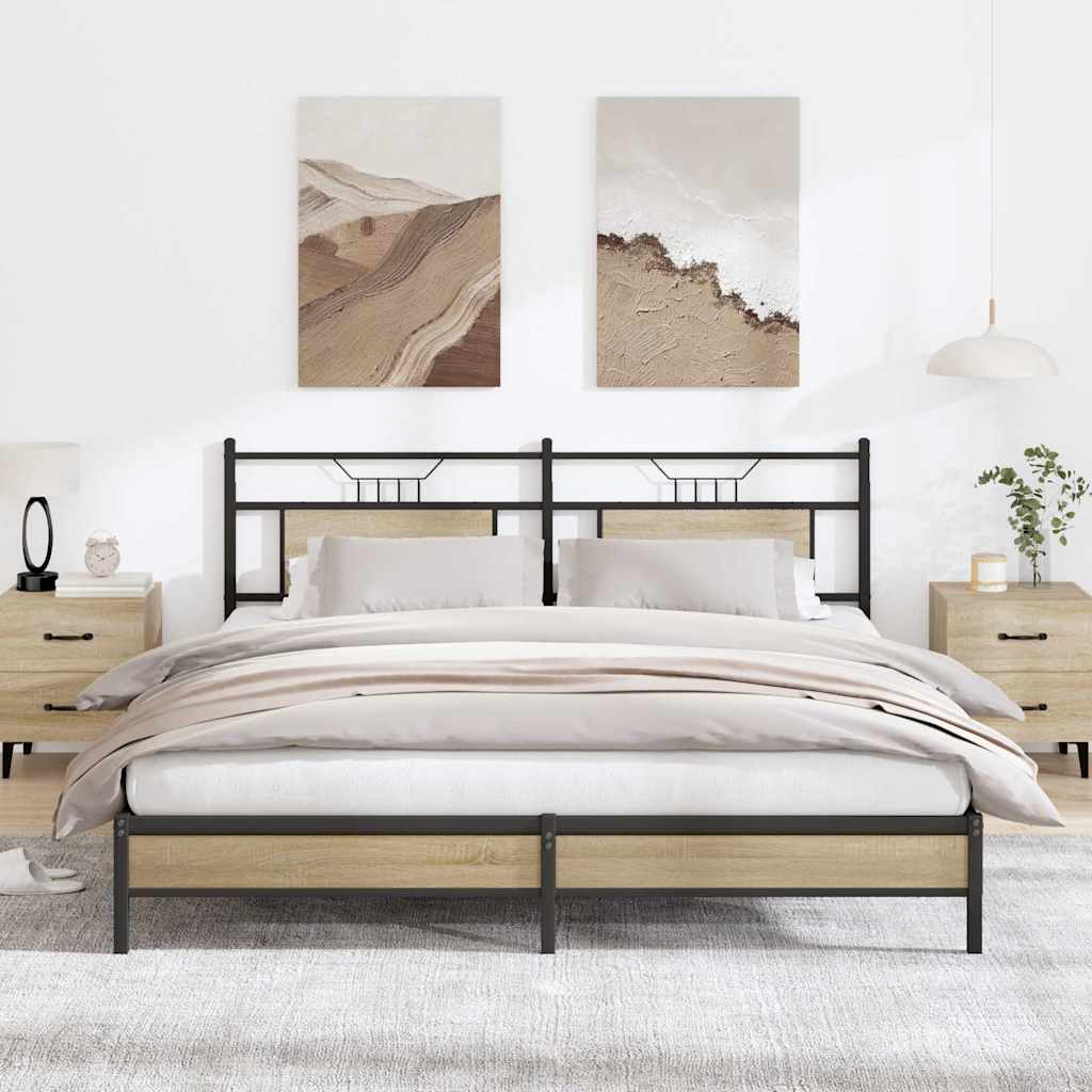 Bedframe zonder matras 183x213cm spaanplaat sonoma eikenkleurig is nu te koop bij PeponiXL, paradijselijk wonen!