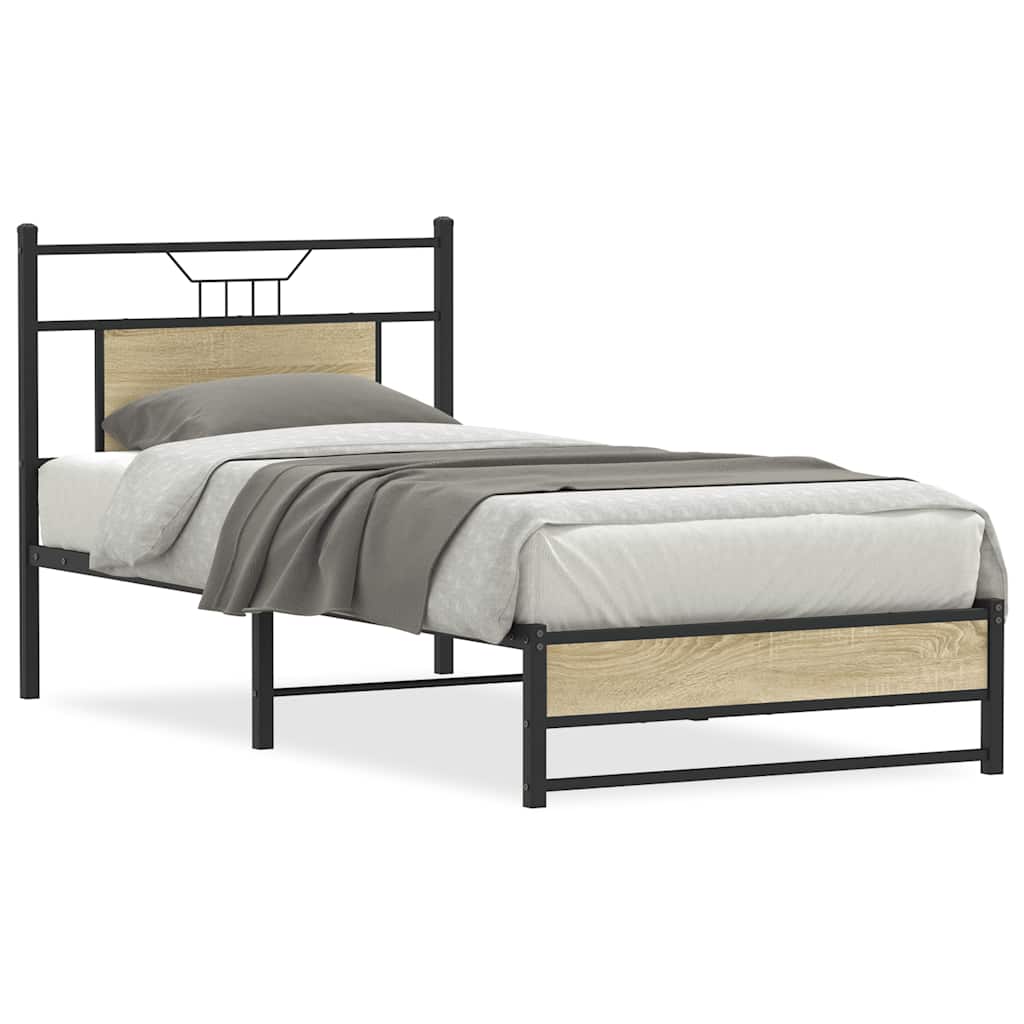Bedframe zonder matras hout sonoma eikenkleurig 90x200 cm is nu te koop bij PeponiXL, paradijselijk wonen!