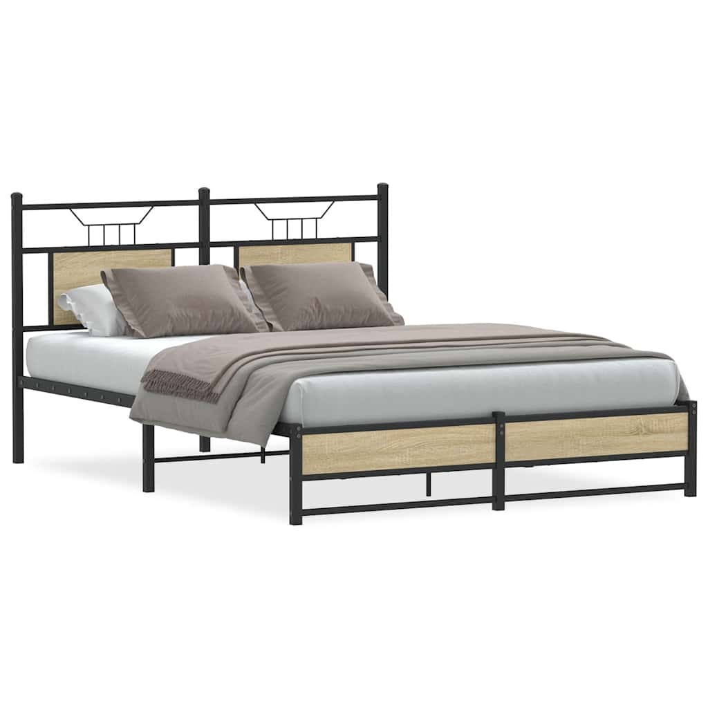 Bedframe zonder matras hout sonoma eikenkleurig 140x200 cm is nu te koop bij PeponiXL, paradijselijk wonen!