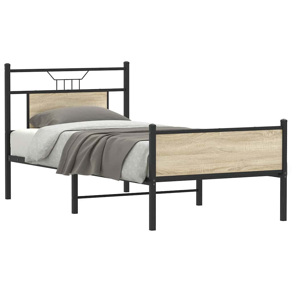 Bedframe zonder matras hout sonoma eikenkleurig 90x190 cm is nu te koop bij PeponiXL, paradijselijk wonen!