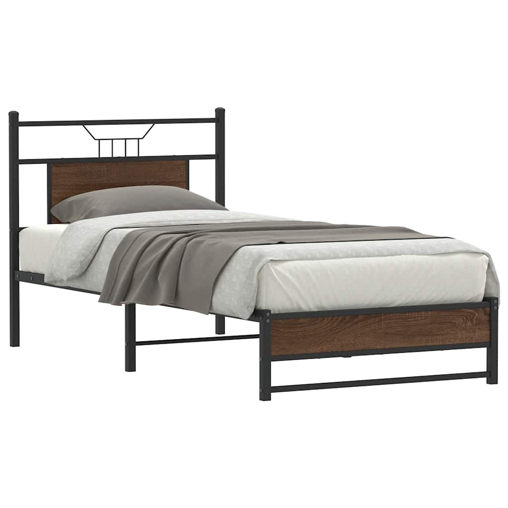 Bedframe zonder matras bewerkt hout bruin eikenkleur 90x190 cm is nu te koop bij PeponiXL, paradijselijk wonen!