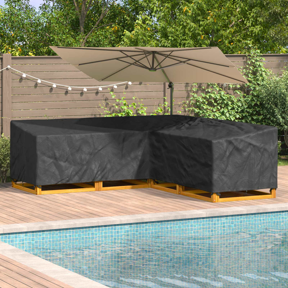 Meubelhoes 270 x 270 x 80 cm 210D Oxford Stof L-vorm Waterdicht is nu te koop bij PeponiXL, paradijselijk wonen!