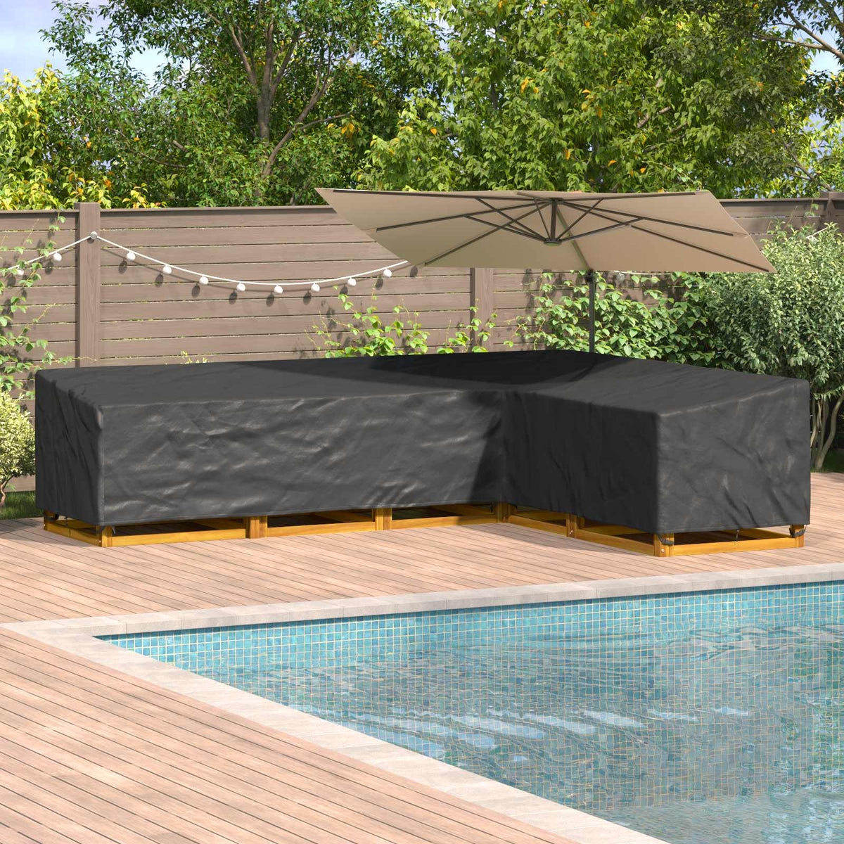 Meubelhoes Zwart 355 x 275 x 80 cm 600D Oxford Stof is nu te koop bij PeponiXL, paradijselijk wonen!