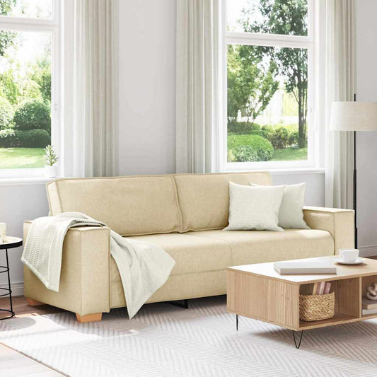 3-Zits Bank Crème 220 cm Stof is nu te koop bij PeponiXL, paradijselijk wonen!