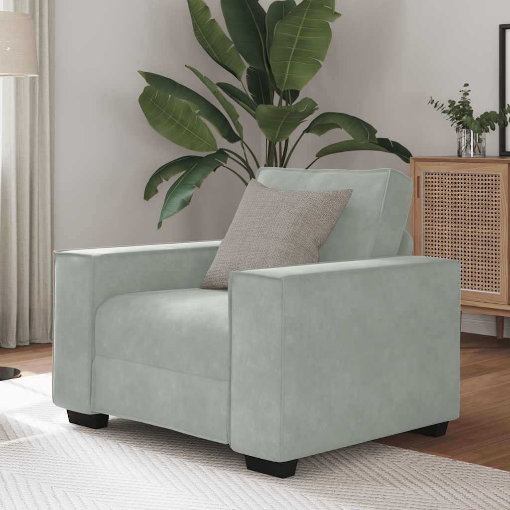 Fauteuil 100x78x84 cm fluweel lichtgrijs is nu te koop bij PeponiXL, paradijselijk wonen!