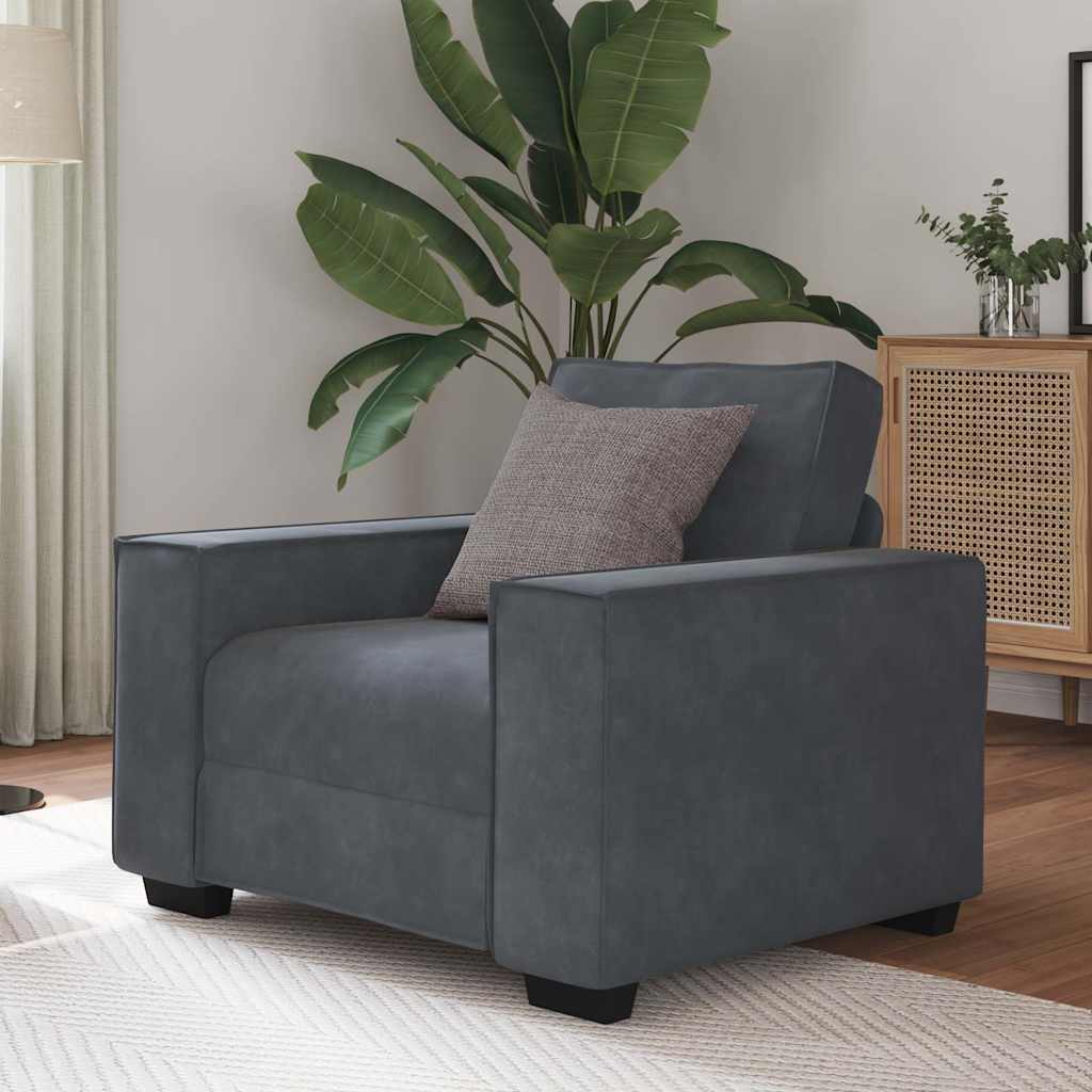 Fauteuil 100x78x84 cm fluweel donkergrijs is nu te koop bij PeponiXL, paradijselijk wonen!