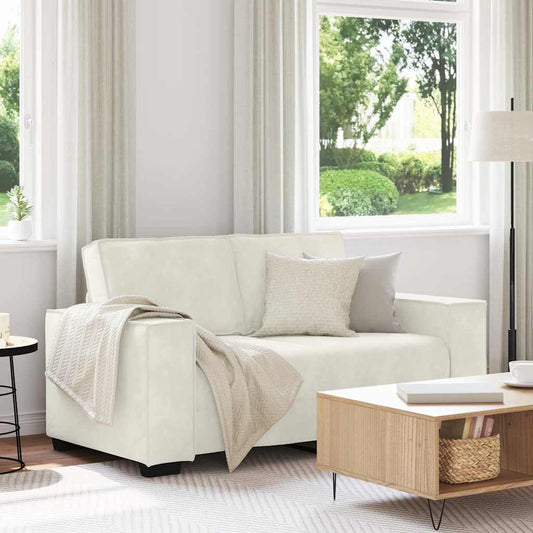 vidaXL Tweezitsbank 160x78x84 cm fluweel crèmekleurig