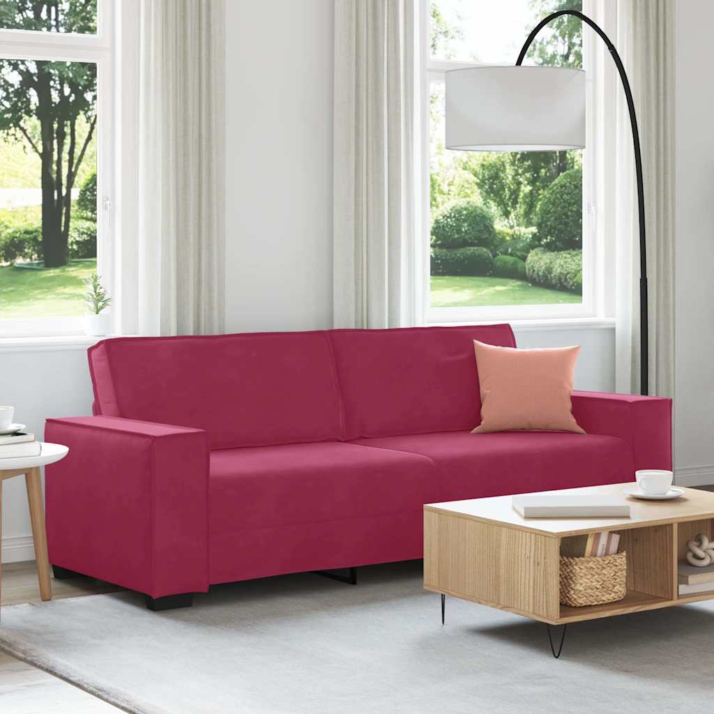 Driezitsbank 220x78x84 cm fluweel wijnrood is nu te koop bij PeponiXL, paradijselijk wonen!
