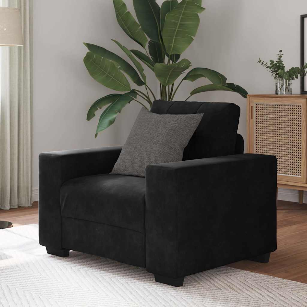 Fauteuil 100x78x80 cm fluweel zwart is nu te koop bij PeponiXL, paradijselijk wonen!