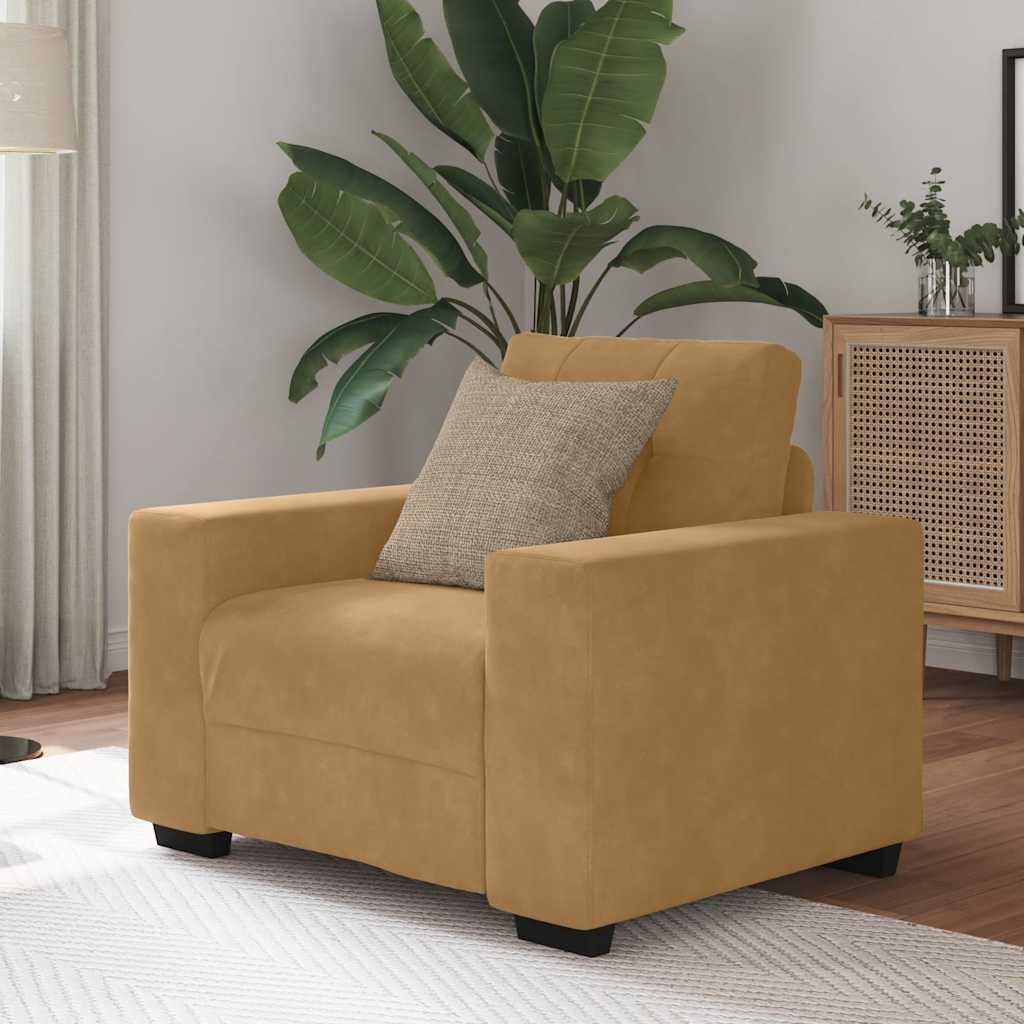 Sofastoel Bruin 100x78x80 cm Fluweel is nu te koop bij PeponiXL, paradijselijk wonen!