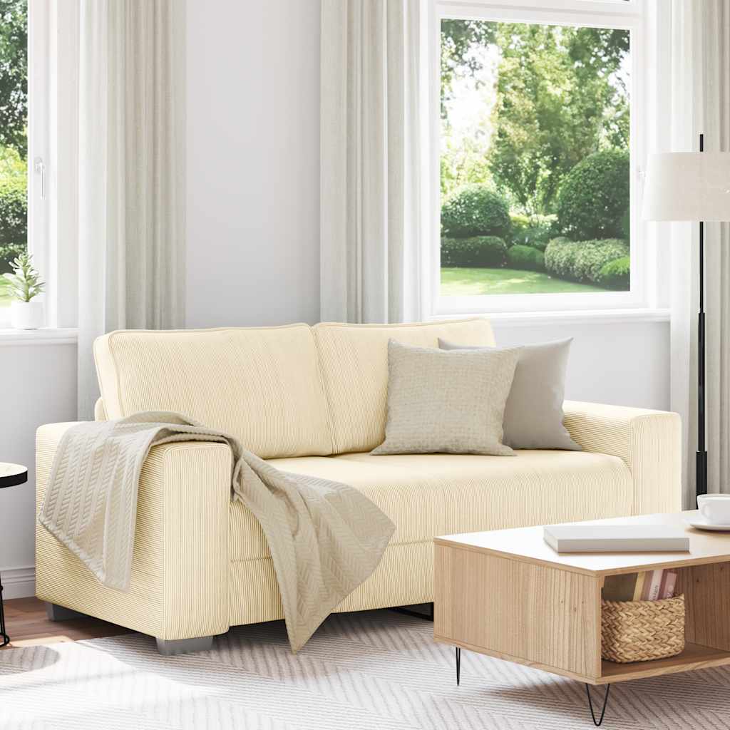 Loveseat Sofa Crème 180x77x82 cm Corduroy Stof is nu te koop bij PeponiXL, paradijselijk wonen!