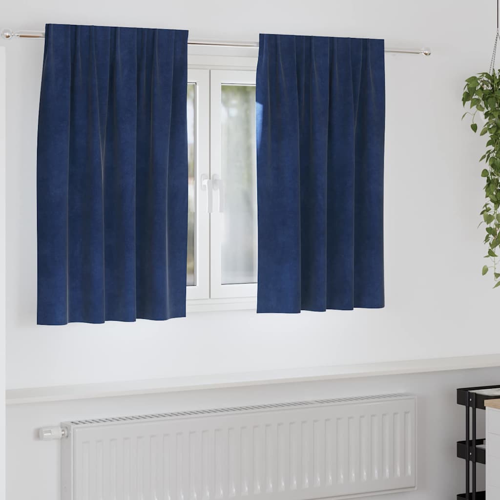 Verduisterende gordijnen 2 pcs Donkerblauw 140 x 140 cm Fluweel is nu te koop bij PeponiXL, paradijselijk wonen!