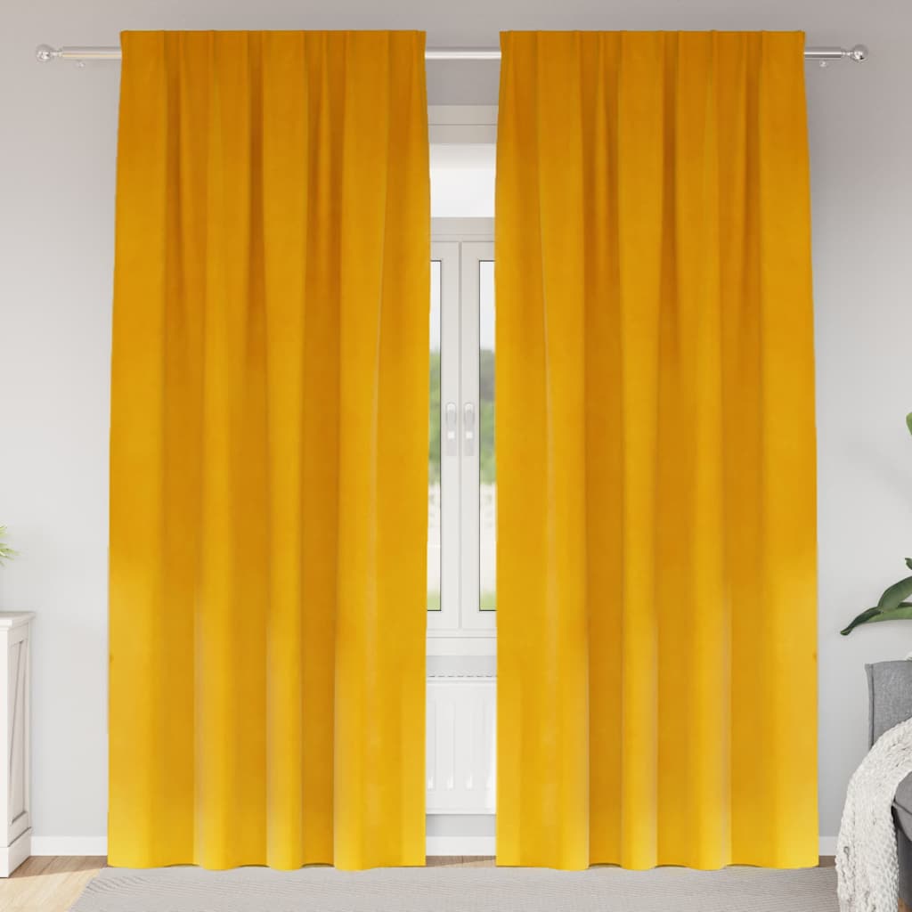 Verduisterende gordijnen 2 pcs Mosterdgeel 140 x 225 cm Fluweel is nu te koop bij PeponiXL, paradijselijk wonen!