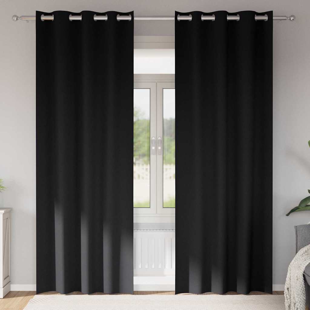 Zwart-out Gordijnen met Ringen 2 pcs Zwart 225 x 140 cm is nu te koop bij PeponiXL, paradijselijk wonen!